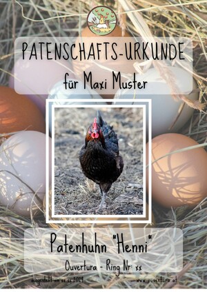 Eine Musterurkunde für eine Hühnerpatenschaft